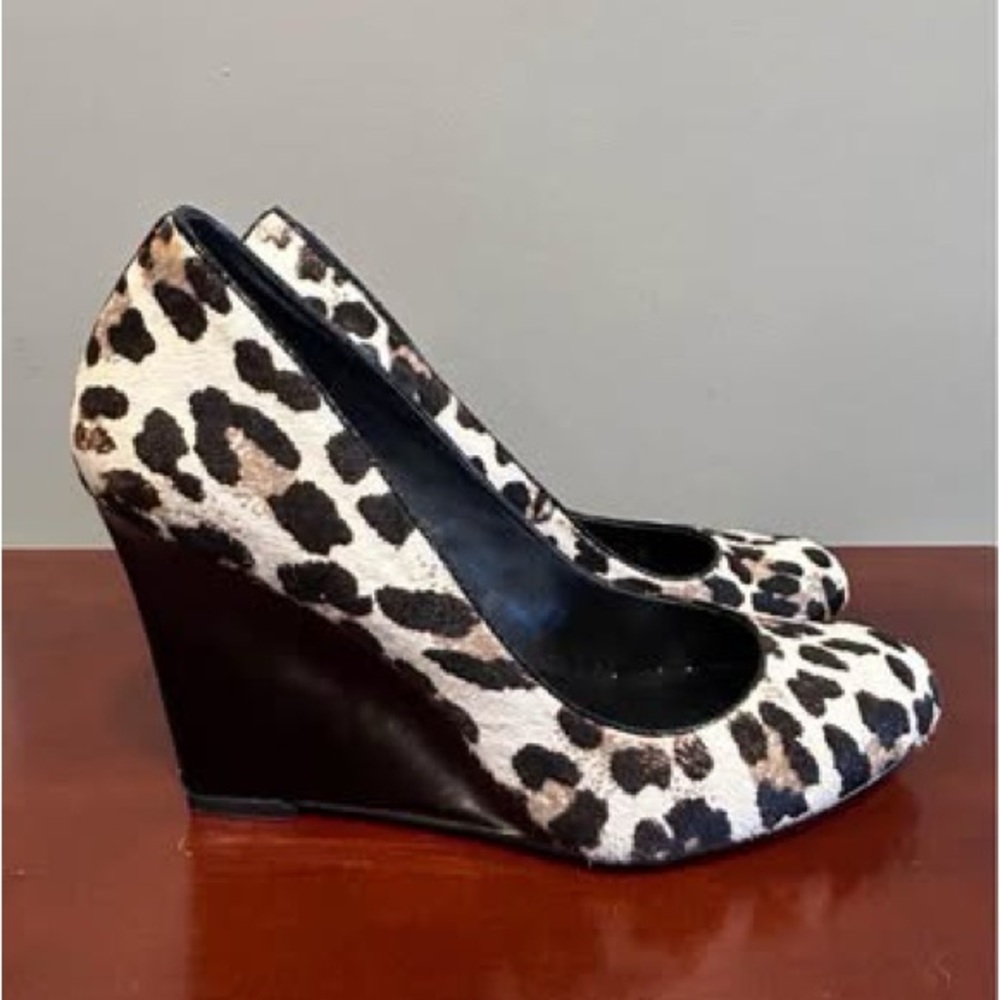 Leather Animal Print Wedges